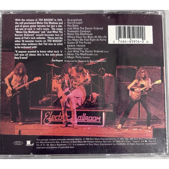 Ted Nugent- Ted Nugent  CD  Expanded With Bonus Tracks. Tested. - Picture 2 of 3